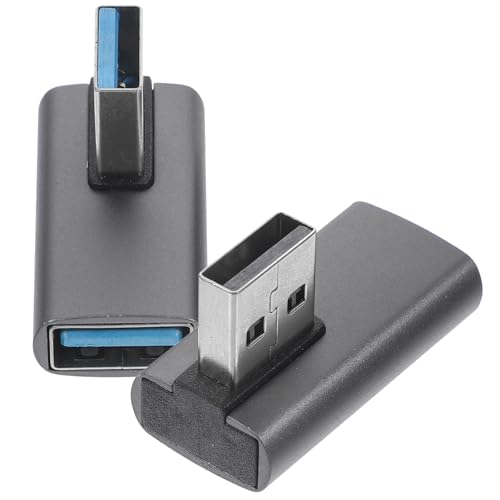 Zerodeko Adaptador USB 3.0 de 90 Grados Macho a Hembra, Extensor USB en Ángulo Recto Curvatura Lateral Izquierda y Derecha, 2 Piezas (puerto Azul y Puerto Negro), Accesorios