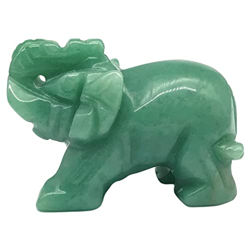 Natürlicher grüner Jadestein, Elefant, Glückselefant, Kristall, Edelstein, geschnitzter Elefant, Statue, Ornament, Heimdekoration (5,1 cm, grün)