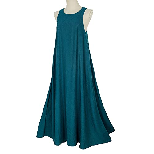 Rainday Women's Linen Dress Sleeveness Loose Dresses Casual Maxi Dress with Pockets3