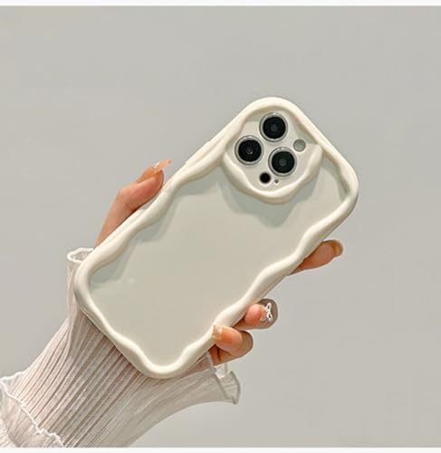 Coque de téléphone couple pour iPhone 14 motif vague blanche pastel