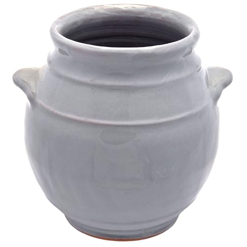 Image of Cleminson Hand-Dipped Ceramic Utensil Jar | Artisan Kitchen Utensil Holder | Made in Spain | Stylish Cutlery Pot Organiser | Rustic Farmhouse Crock for Spoons, Spatulas, Whisks (Grey Dipped)