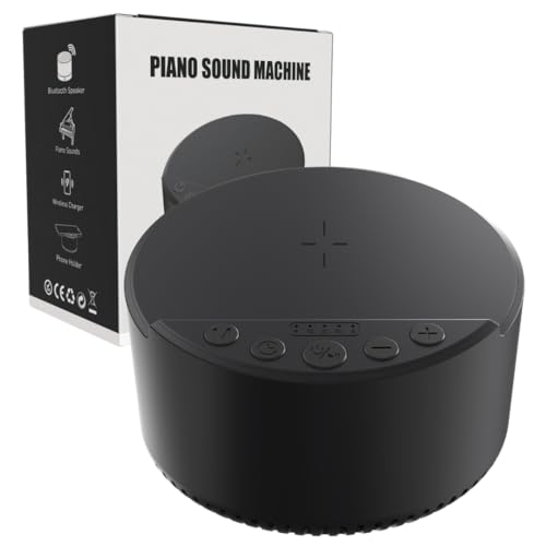 N3cessity Piano Sound Machine with 20 Soothing Piano Sounds, Bluetooth Speaker and Wireless Charger with Memory Function, Sleep Timer Baby Kids Adults Pets Sound Therapy for Home Office Travel