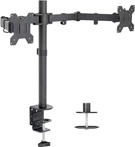 Image of Lenovo ThinkVision S24e-20 23.8 inch Full HD 1920 x 1080 WLED LCD Monitor 2-Pack Bundle with Mini Speaker, 250 Nit, FreeSync, HDMI-VGA, Raven Black, & Adjustable Desk Mount Monitor Stand
