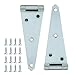Hordion 2Pcs Strap Hinge Shed Door Hinges, 6 Inch Heavy Duty Gate Hinges Black Tee Hinge with Screws for Wood Gate Cabinet Door, Silver