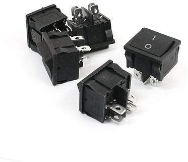 5 Pack DPST 4 Pin Rocker Switch On Off 2 Position AC 250V 6A 125V 10A | 5-Pack Black DPST Rocker Switches, 4-Pin, On/Off, 250V 6A/125V 10A, 0.94"x0.91"x1.1"