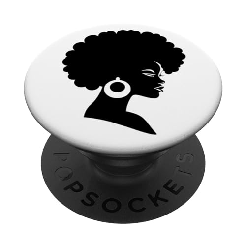 Afro Hair African Soul 70s 80s Funk Melanin for a Woman PopSockets Swappable PopGrip, Black