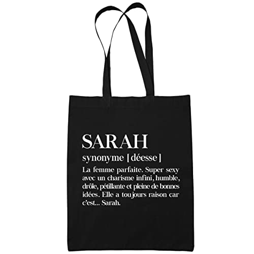 Planetee Sac Tote Bag Sarah Définition Prénom | Sac Caban en Toile Coton Prénom Idée Cadeau Anniversaire