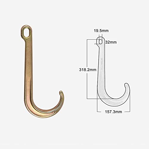 Gancho en J resistente para cadena de remolque, gancho de recuperación galvanizado 4T con vástago largo, eslabón de seguridad de acero de grado industrial para remolque automático y rescate de