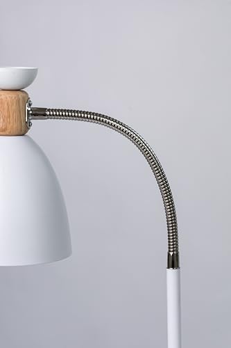 Abajur de chão flexivel luminaria chao articulada piso detalhe em madeira Techled (Branco)