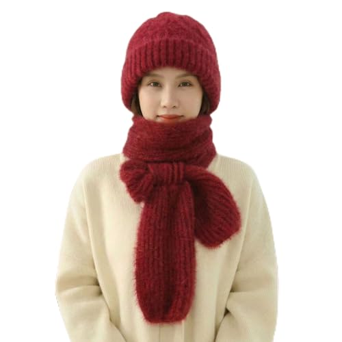 Image of Kraptick Women's Winter Cap and Scarf Set - Thick Fleece Lined Knitted Beanie Hat and Neck Warmer Muffler for Ladies, Soft & Stretchable Woolen Snow Proof for Extreme Cold -4