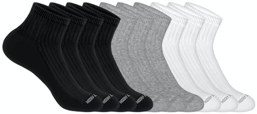 Image of U.S. Polo Assn. 10 Pair Women's QUARTER Length Casual Socks - Moisture Control Running & Breathable Socks - Shoe Size 4-10, BLK /GRY /WHT 7655