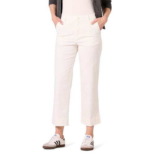 Amazon Essentials Womens High-Rise Slim-Fit Ankle-Length Wide-Leg Khaki Pant Eggshell White 8 Short