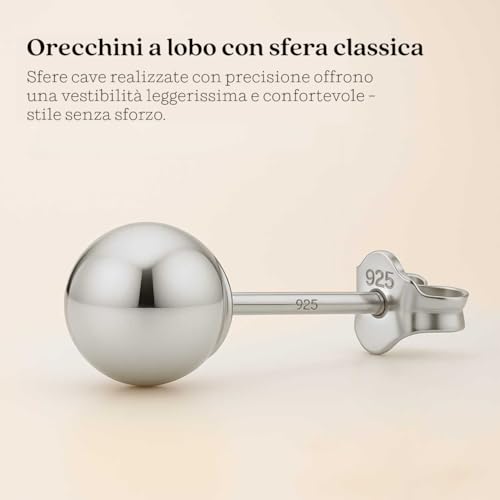 KEZEF Sterling Silver Ball Stud Earrings Hypoallergenic Earrings for Women | Available in Sterling Silver, Rose Gold, or 14K Gold Plated Silver (2mm-10mm)2