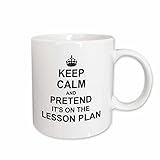 3dRose Keep Calm and Pretend its on the Lesson Plan - funny teacher gifts - teaching humor - humorous fun 11oz Mug
