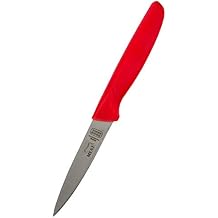The Kosher Cook Meat Red Kitchen Knife - 4 Steak and Vegetable Knife - Razor Sharp Pointed Tip, Straight Edge - Color Coded Kitchen Tools