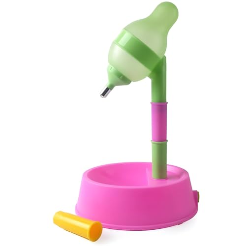NACOCO Pet Standing Water Dispenser Cat Dog Standing Bowl with Detachable Pole Automatically Feeding Water Height Adjustable (Red)