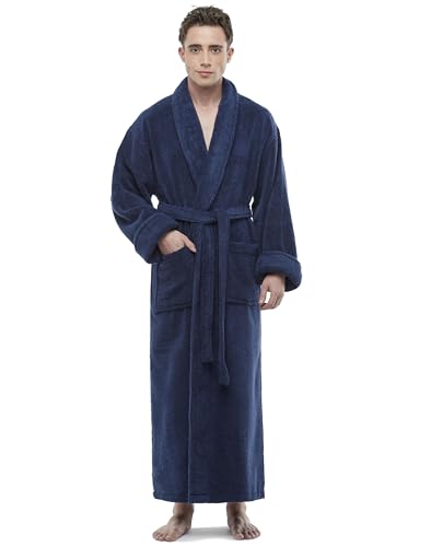Mens Soft Cotton Bathrobe, Ankle Length Long Men's Thick Towel Bath Robe4