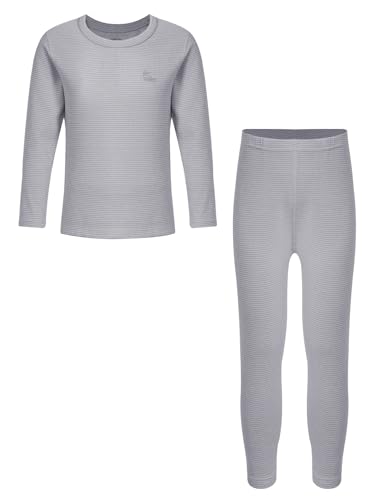 Hularka Kids Girls Boys Long Johns Set Solid Long Sleeve Base Layer Shirt Thermal Underwear Top with Leggings Pants Set