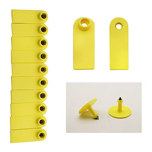 MODUODUO 100 peças de etiquetas de identificação em branco com 2 pinos de orelha para ovelha, bovino