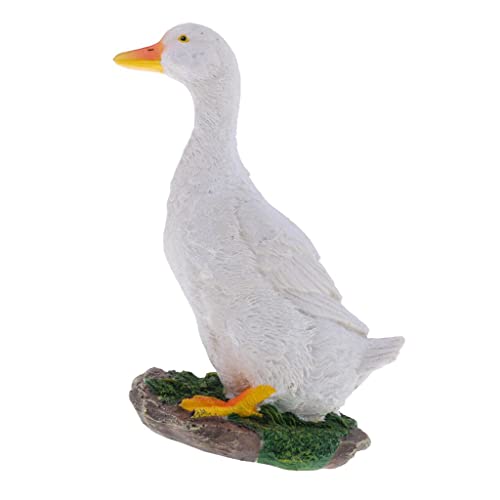 Statue canard en résine blanche M pour décoration de maison et jardin - 2