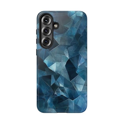 Coque Galaxy S25 Plus rigide haut de gamme au motif cristallisé bleu brillant