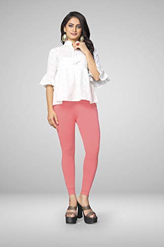 Image of Women's Cotton Skinny Leggings with Ankle Length Solid Pattern Mid Rise and Elastic Closure | Cotton Skinny Leggings for Womens