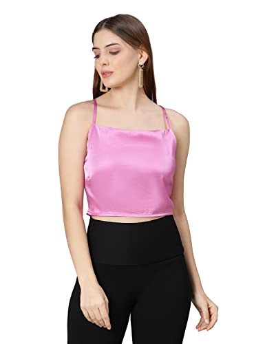 Image of oxolloxo Beige Shoulder Strap Women Satin Crop top