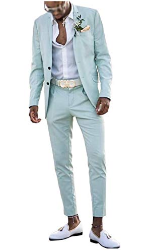 Men's Slim Fit Mint Green Summer Wedding Suits 2 PC Two Buttons Prom Suits Men Suits Dinner Suits Mint Green 36 Chest / 30 Waist