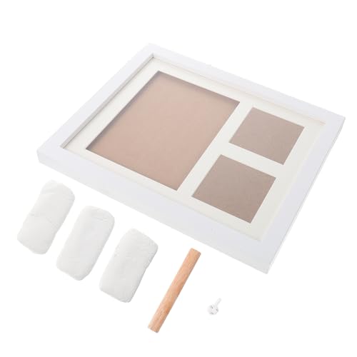 FUNOMOCYA Handprint Mud Photo 3-piece Wood Decorative Photo Holder Inkpad for Home Decor