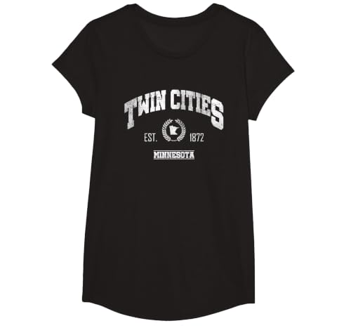 Twin Cities MN | Minnesota Throwback Sports T-Shirt, Girls, Black, Medium