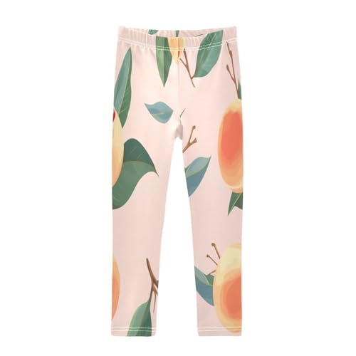 Bolaz Toddler Girls Leggings Printed Yoga Pants Leggings Orange Yellow Peach for Kids