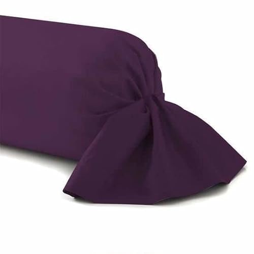 Taie de traversin uni 100% Coton (45 X 185 cm, Prune, 1)