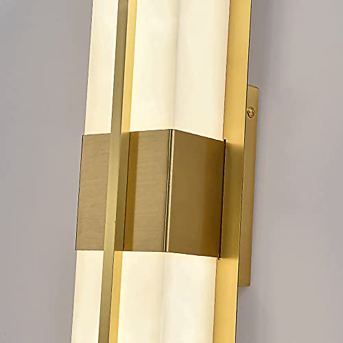 Lámpara de pared de latón rectangular con tecnología LED y estilo chino moderno 6