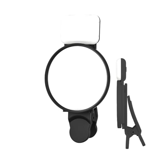 Monitor de cámara, clip para selfie para smartphone, clip reflectante montado en la pantalla de la cámara trasera, monitor de visión trasera multifuncional con luz para selfie