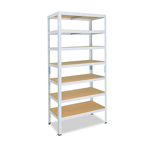shelfplaza® 230x120x30cm Home Schwerlastregal weiß/Metallregal mit 7 Böden/Kellerregal Metall, Garagenregal, Werkstattregal oder Regal Lagerregal/Steckregal Metall mit 125kg Tragkraft