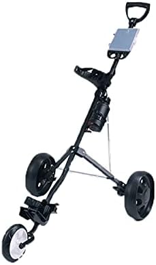 Golf Trolley Cart,3 Wheel Foldable Golf Push Cart,Black Collapsible Golf Club Easy Push Pull Cart Trolley,Golf Cart Bag Caddy,Golf Accessories for Men Women/Kids Practice and Game
