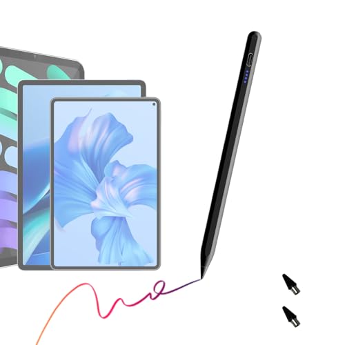 Lapiz para Tablet Universal, Bwaliffury Lápiz Capacitivo Universal -Stylus Pen Compatible con Apple/Samsung/Huawei/Android Tablet y Teléfonos,Absorción Magnética,2 Puntas de Repuesto (Negro)