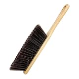 FSTURIOS Wooden Dust Brush, 14 Inch Bench Brush Horse Hair Brush Hand Broom Counter Duster, Soft Bristle Dust Brush Whisk Broom Upholstery Cleaning Tool for Car Home Workshop (Gray)