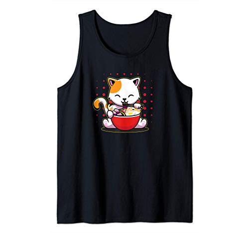 Ramen Cat Anime Kawaii Neko Ramen Bowl Tank Top