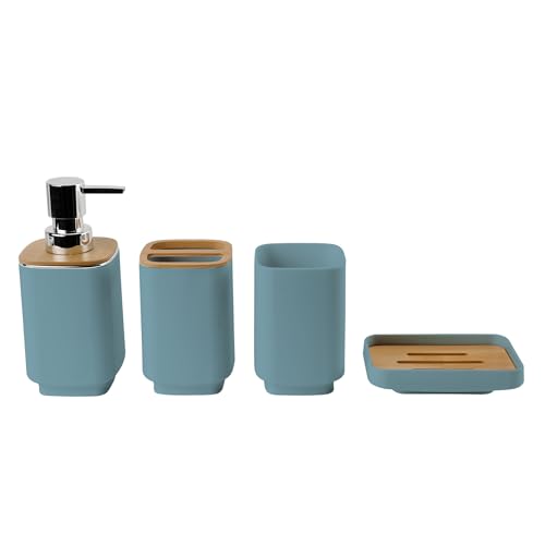 Hosoncovy Ensemble de 4 accessoires de salle de bain avec distributeur de lotion, gobelet à gargarisme, porte-savon, porte-brosse à dents et...