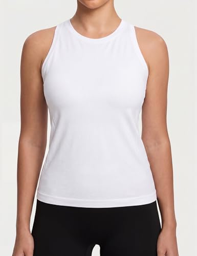Missclub Womens Athletic Tank Tops High Neck Seamless Fitness Athletic Work Out Top Racerback Sleeveless Yoga Shirts — view 2