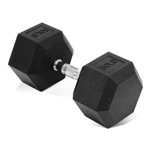 Image of Fitvids Hex Dumbbells Rubber Coated Hand Weights for Exercises and Fitness, 10-50LB Option
