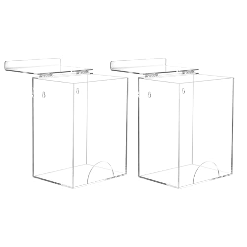 QWORK 2 Pack Acrylic Dispenser for Hairnet, Laundry Pods, Face Mask, Wall-Mount or Countertop, Clear Organizer for Disposable Items - Fits Masks, Gloves, Hairnets, 8.25