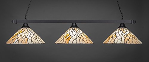 Toltec Lighting 803-Mb-911 Square - Three Light Billiard With Glass Options, Matte Black Finish #TOP24