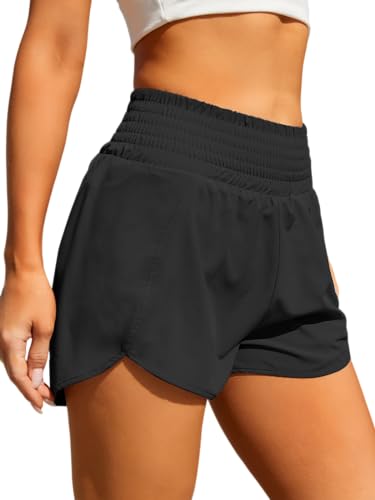 Image of BMJL Women's Athletic Shorts High Waisted Running Shorts Pocket Sporty Shorts Gym Elastic Workout Shorts