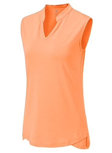 Image of BGOWATU Women's Golf Polo T-Shirts Sleeveless V Neck Collarless Tennis Shirts UV Protection Quick Dry Lightweight