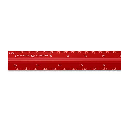 Image of Alumicolor Aluminum Architect Metric Solid Drafting Scale, 30 Centimeter, Red