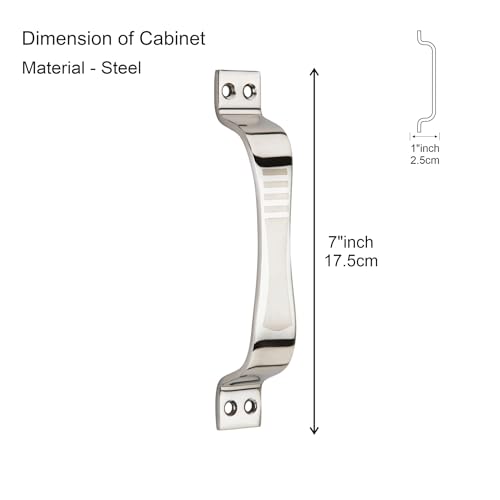 Image of COMPASS D-Cut Stainless Steel Heavy Single Door Fitting Accessories Full Set /Kit (1 Aldrop, 1 Latch, 2 Handles, 1 Tower Bolt and 1 Door Stopper | 10 inch | SS Finish
