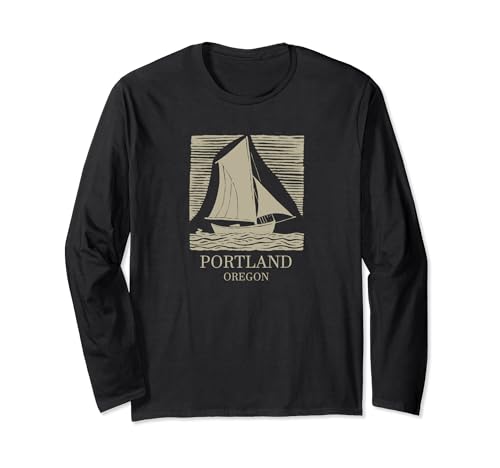 Sailboat Block Print Portland Long Sleeve T-Shirt