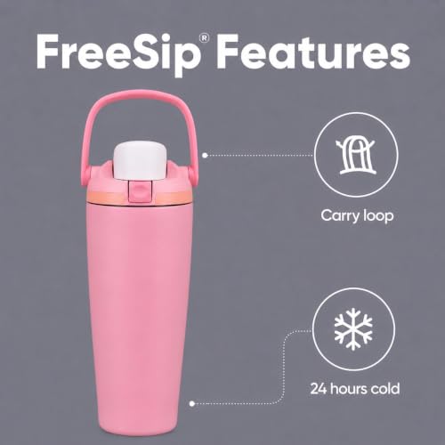 Image of HomeCloud 900ML Stainless Steel Water Bottle - Double-Wall Vacuum Insulated, Leakproof Straw Lid, BPA-Free Reusable Travel Flask with Two-Way Spout for Gym, Office & Outdoor Use (Pink)